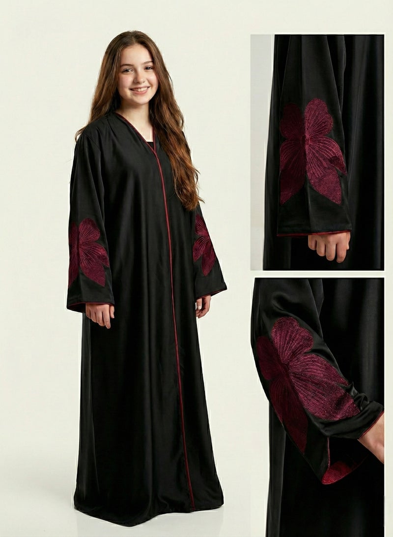 BHNS Abayas for school and abayas for the confusing age | Abaya for the confusing age and abaya for the confusing age | Colored abayas for the confusing age and abayas for the confusing age | Abaya for the confusing age and abayas for young ones | Small abayas for girls that suit every style | Abaya for short girls and abaya for short | Abaya for school and abayas for intermediate | Abaya for secondary and abaya for university | Fancy elegant soft luxurious abayas | Abaya of the trend Gulf bisht black | Abayas for teenage girls and for teenagers suitable for middle school - Image 1